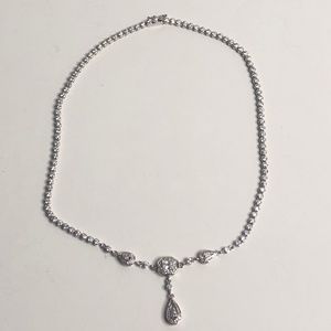 NLN Crystal and Sterling Silver Teardrop Necklace